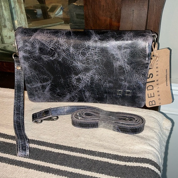 Bed Stu Handbags - NWT Bed Stu Cadence Wallet Wristlet Crossbody Bag Future Dusk Black Delux $175